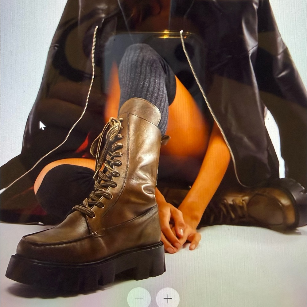 Free People Lace-Up Combat Boots Sz 6. Olive
